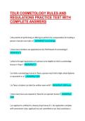 TDLR COSMETOLOGY RULES AND REGULATIONS PRACTICE TEST WITH COMPLETE ANSWERS