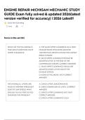 ENGINE REPAIR MICHIGAN MECHANIC STUDY GUIDE Exam fully solved & updated 2026&lpar;latest version verified for accuracy&rpar; &vert; 2026 Latest&excl;
