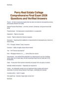 Perry Real Estate College  Comprehensive Final Exam 2026  Questions and Verified Answers