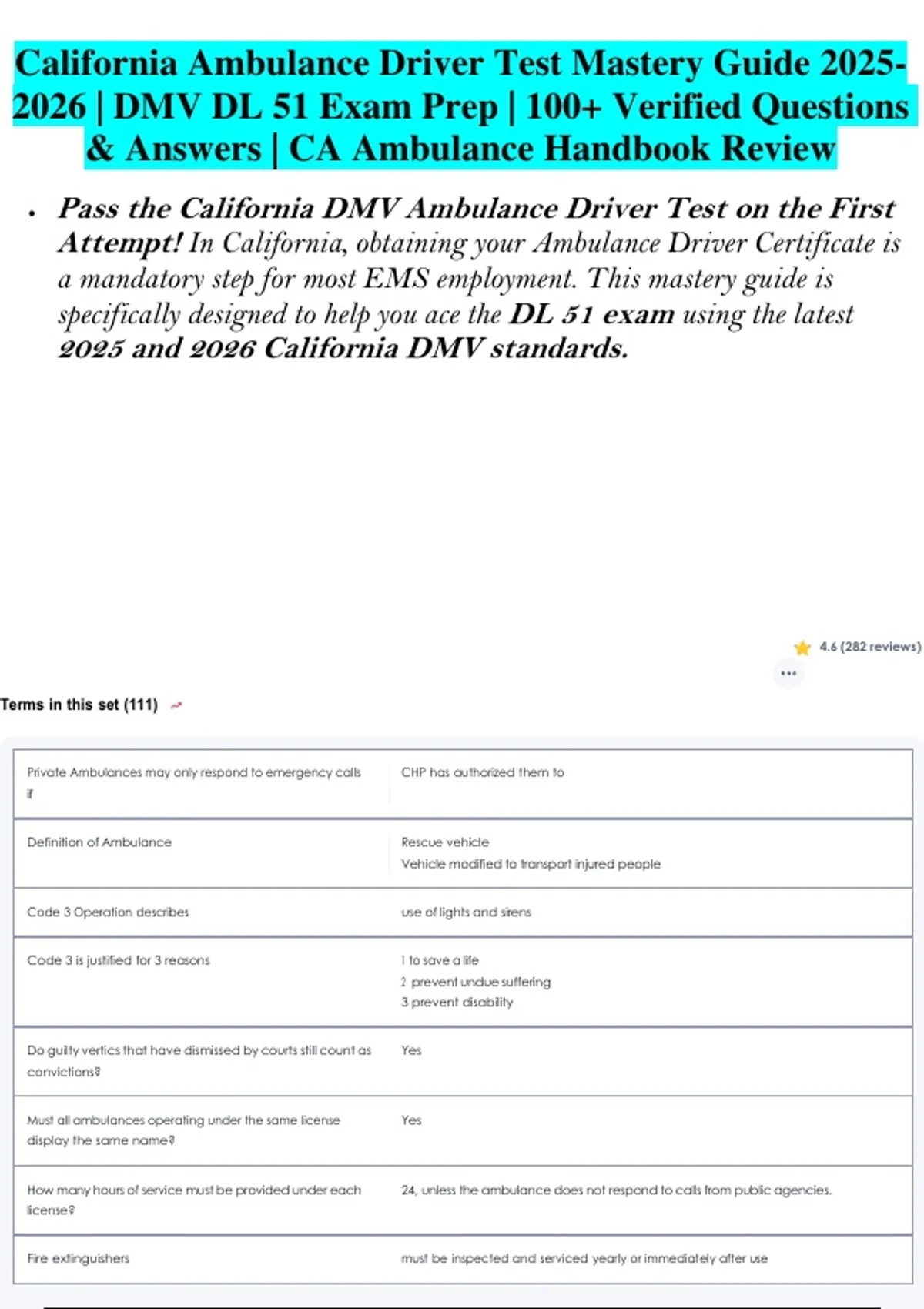 Ambulance Driver Handbook.pdf California Ambulance Driver Test Mastery Guide 2025–2026 | DMV DL 51 ...
