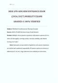 HESI LPN-ADN Entrance Exam 2026&sol;2027 &ndash; Mobility Section &vert; Questions & Answers with Detailed Rationales &vert; Graded A 100&percnt; Verified &vert; HESI Admission Assessment & Nursing School Prep PDF