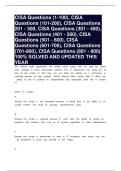 CISA Questions &lpar;1-100&rpar;&comma; CISA Questions &lpar;101-200&rpar;&comma; CISA Questions 201 - 300&comma; CISA Questions &lpar;301 - 400&rpar;&comma; CISA Questions &lpar;401 - 500&rpar;&comma; CISA Questions &lpar;501 - 600&rpar;&comma; CISA Questions &lpar;601-700&rpar;&comma; CISA Questions &lpar;701-800&rpar;&comma; CISA Questions &lpar;801 - 900&rpar; 100&percnt; SOLVED AND 