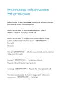 HMX Immunology Final Exam Questions With Correct Answers 