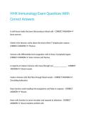 HMX Immunology Exam Questions With Correct Answers
