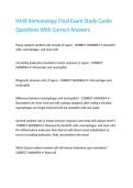 HMX Immunology Final Exam Study Guide Questions With Correct Answers