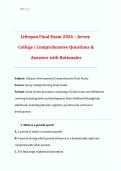 Lifespan Final Exam 2026&sol;2027 &vert; Jersey College &vert; Comprehensive Questions & Answers with Detailed Rationales &vert; Grade A &vert; Human Growth & Development &vert; Nursing Prerequisite & NCLEX-RN&reg; Prep PDF