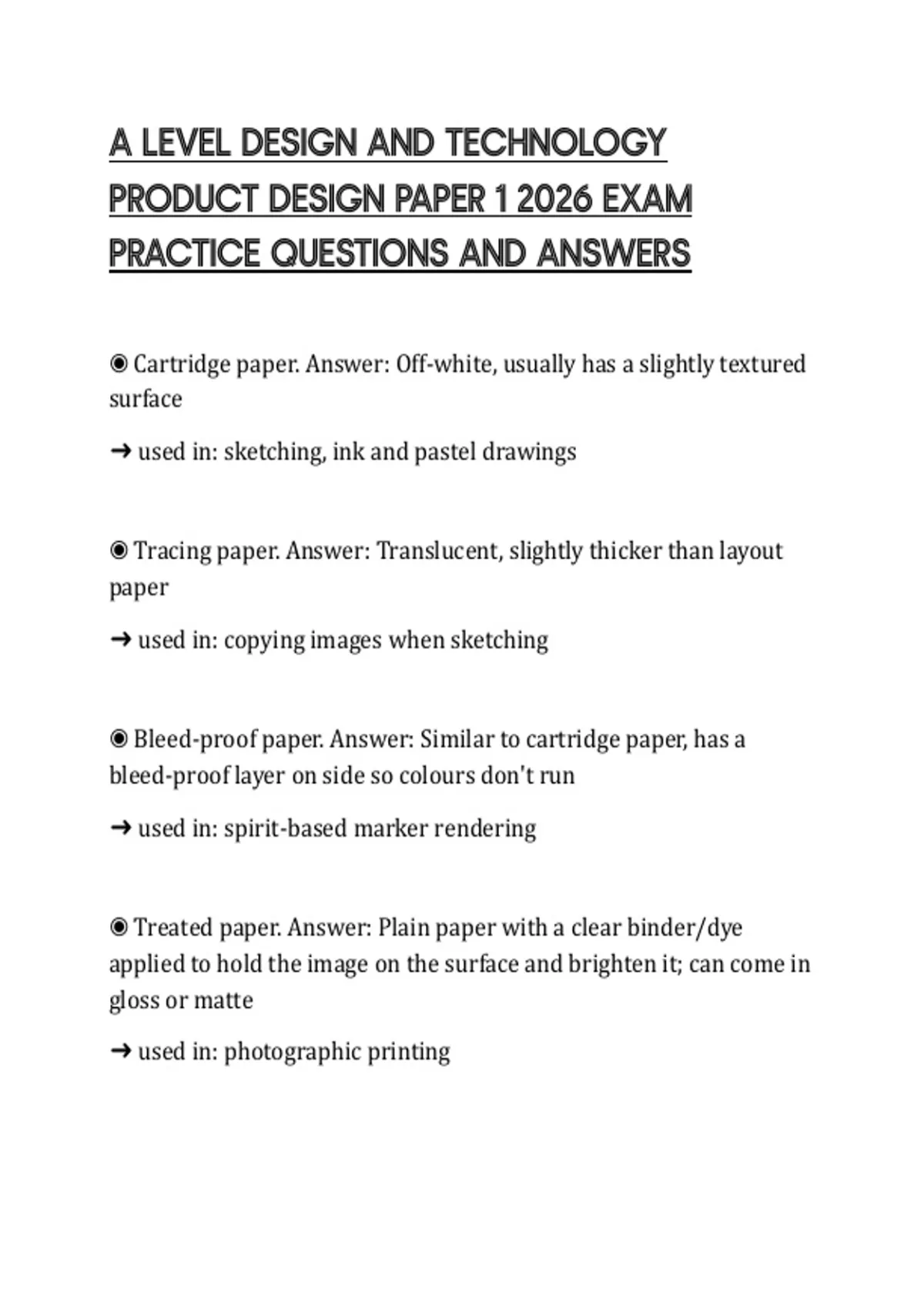 A LEVEL DESIGN AND TECHNOLOGY PRODUCT DESIGN PAPER 1 2026 EXAM PRACTICE ...