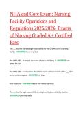 NHA and Core Exam&colon; Nursing Facility Operations and Regulations 2025&sol;2026&comma; Exams of Nursing Graded A&plus; Certified Pass