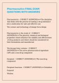 Pharmaceutics FINAL EXAM QUESTIONS WITH ANSWERS 