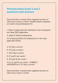 Pharmaceutics Exam 1 and 2 questions with answers