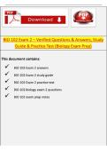 BIO 102 Exam 2 &ndash; Verified Questions & Answers&comma; Study Guide & Practice Test &lpar;Biology Exam Prep&rpar;