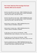 Penn Foster Veterinary Pharmacology Final Exam Questions With Correct Answers 