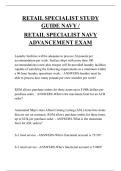 RETAIL SPECIALIST STUDY  GUIDE NAVY &sol;  RETAIL SPECIALIST NAVY  ADVANCEMENT EXAM  QUESTIONS AND ANSWERS 2026