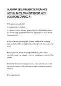 ALABAMA LIFE AND HEALTH INSURANCE ACTUAL PAPER 2026 QUESTIONS WITH SOLUTIONS GRADED A&plus;