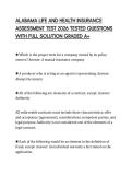 ALABAMA LIFE AND HEALTH INSURANCE ASSESSMENT TEST 2026 TESTED QUESTIONS WITH FULL SOLUTION GRADED A&plus;