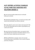 ALPP CERTIFIED LACTATION COUNSELOR ACTUAL PAPER 2026 QUESTIONS WITH SOLUTIONS GRADED A&plus;