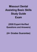 Missouri Dental Assisting Basic Skills Study Guide 2026 PDF