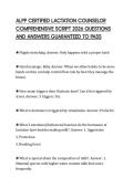 ALPP CERTIFIED LACTATION COUNSELOR COMPREHENSIVE SCRIPT 2026 QUESTIONS AND ANSWERS GUARANTEED TO PASS