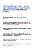 CNT WRITTEN EXAM - 2026 &vert; ACTUAL COMPLETE QUESTIONS AND VERIFIED SOLUTIONS&sol;100&percnt; ACCURATE&excl;&excl; &lpar;A&plus; GRADE&rpar;