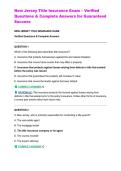 New Jersey Title Insurance Exam &ndash; Verified Questions & Complete Answers for Guaranteed Success
