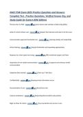 NACC PSW Exam 2025 Practice Questions and Answers  Complete Test &comma; Practice Questions&comma; Verified Answer Key&comma; and  Study Guide for &lpar;Latest 2026 Edition&rpar;  Primary role of a PSW - answer☑️️&period;&period;Assist clients with activities of daily living &lpar;ADLs&rpar;  Action if a c