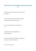 Wisconsin Civics Test Questions And Answers Graded A&plus;