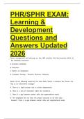 PHR&sol;SPHR EXAM&colon; Learning & Development Questions and Answers Updated 2026