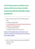 API 570 Piping Inspector Certification Exam  Questions With Correct Answers &lpar;Verified  Answers&rpar; Plus Rationales 2026 Q&A &vert; Instant  Download Pdf 