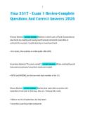 Fina 3317 - Exam 1 Review-Complete Questions And Correct Answers 2026