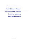 NU 641 Exam Actual Questions And Correct Detailed Answers 2026&sol;2027 Edition