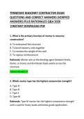 Tennessee Masonry Contractor Exam Questions and Correct Answers