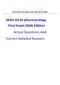 WGU D116 pharmacology Final Exam 2026 Edition Actual Questions And Correct Detailed Answers