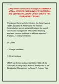 CCM &lpar;certified construction manager&rpar; EXAMINATION  ACTUAL VERIFIED EXAM COMPLETE QUESTIONS  AND VERIFIED SOLUTIONS LATEST UPDATE THIS  YEAR&vert;&vert;NEWEST EXAM&excl;&excl;&excl;