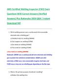 AWS Certified Welding Inspector &lpar;CWI&rpar; Exam  Questions With Correct Answers &lpar;Verified  Answers&rpar; Plus Rationales 2026 Q&A &vert; Instant  Download Pdf 