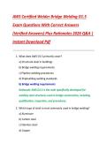 AWS Certified Welder Bridge Welding D1&period;5  Exam Questions With Correct Answers  &lpar;Verified Answers&rpar; Plus Rationales 2026 Q&A &vert;  Instant Download Pdf 