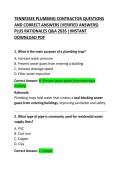 Tennessee Plumbing Contractor Exam Questions and Correct Answers