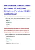 AWS Certified Welder Aluminum D1&period;2 Practice  Exam Questions With Correct Answers  &lpar;Verified Answers&rpar; Plus Rationales 2026 Q&A &vert;  Instant Download Pdf 