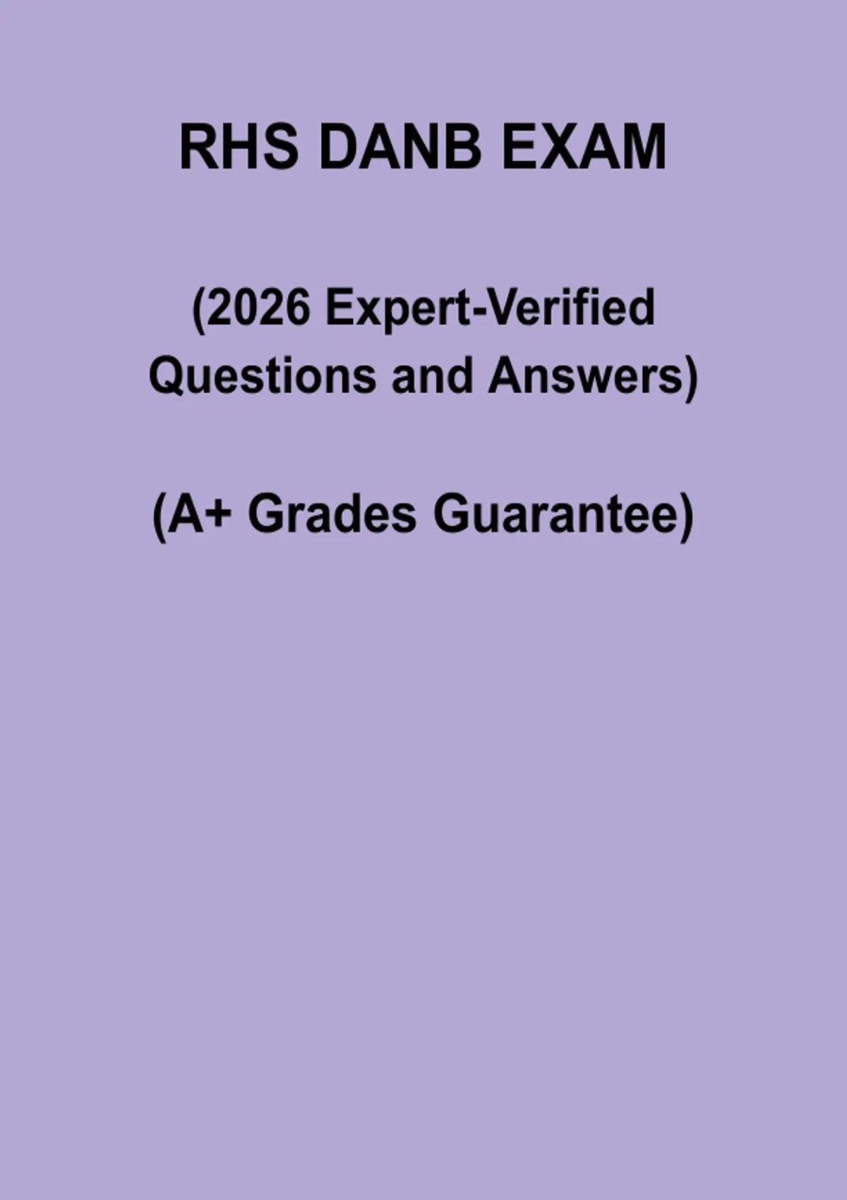 RHS DANB Exam 2026 | Registered Health Specialist Study PDF - Health ...