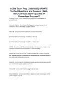 LCSW Exam Prep &lpar;2026&sol;2027&rpar; UPDATE Verified Questions and Answers &vert; With 100&percnt; Correct Answers graded A&plus; Guaranteed Success&excl;&excl;