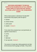 WISCONSIN ASSESSMENT TECHNICIAN  CERTIFICATION EXAMINATION ACTUAL VERIFIED  EXAM COMPLETE QUESTIONS AND VERIFIED  SOLUTIONS LATEST UPDATE THIS YEAR&vert;&vert;NEWEST  EXAM&excl;&excl;&excl; 