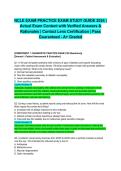 NCLE EXAM PRACTICE EXAM STUDY GUIDE 2024 &vert; Actual Exam Content with Verified Answers & Rationales &vert; Contact Lens Certification &vert; Pass Guaranteed - A&plus; Graded