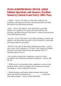 TEXAS JURISPRUDENCE DENTAL &lpar;2026 Edition&rpar; Questions and Answers &lpar;Verified Answers&rpar; &vert; Solved Exam Pack &vert; 100&percnt; Pass