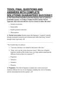 TESOL FINAL QUESTIONS AND ANSWERS WITH COMPLETE SOLUTIONS GUARANTEED SUCCESS&excl;&excl;&excl;