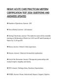 NR569 ACUTE CARE PRACTICUM MIDTERM CERTIFICATION TEST 2026 QUESTIONS AND ANSWERS UPDATED