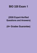 BIO 320 Exam 1 2026 &vert; Biology Study Guide & Practice PDF