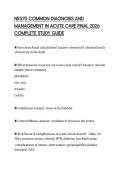 NR570 COMMON DIAGNOSIS AND  MANAGEMENT IN ACUTE CARE FINAL 2026  COMPLETE STUDY GUIDE 