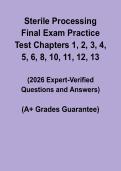 Sterile Processing Final Exam Practice Test 2026 &vert; CRCST Chapters 1&ndash;13 PDF