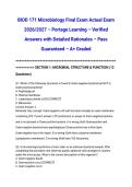 BIOD 171 Microbiology Final Exam Actual Exam 2026&sol;2027 &ndash; Portage Learning &ndash; Verified Answers with Detailed Rationales &ndash; Pass Guaranteed &ndash; A&plus; Graded