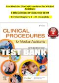 Test Bank for Clinical Procedures for Medical  Assistants  11th Edition by Bonewit-West  &vert; Verified Chapter's 1 - 23 &vert; Complete 