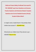 California Firearm Safety Certificate Final exam&sol;CA  FSC 2026&sol;2027 prep Exam Questions and Answers  Practice Questions with Solutions Newest Complete  Questions And Correct Detailed Answers&vert; Already  Graded A&plus;&vert;Brand New&excl;&excl;